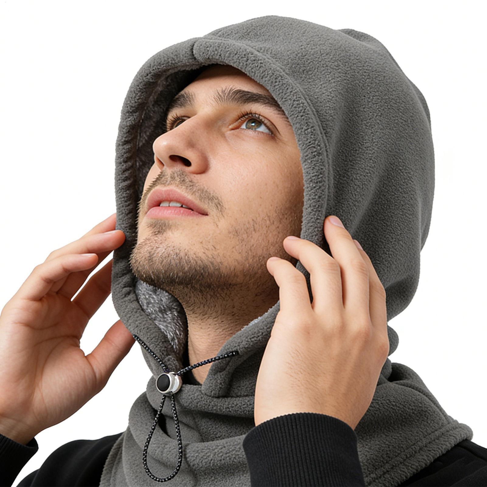 Cycling To Work - Fleece Hood Windproof Warm Adjustable Drawstring
