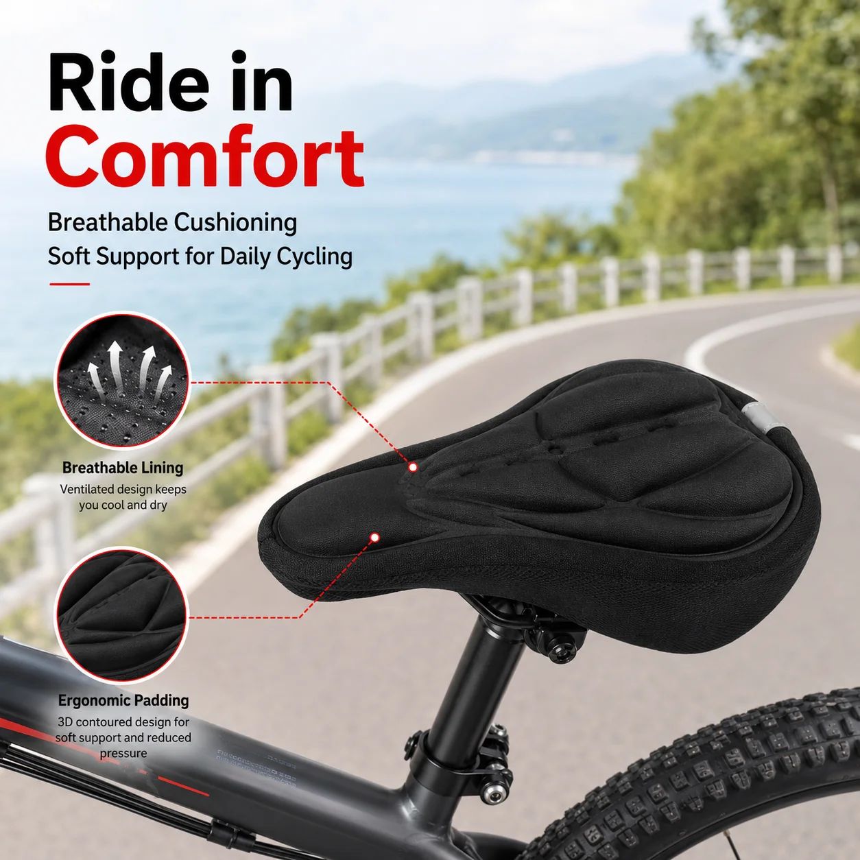3D Soft Foam Padded Bicycle Sa - Commuting By Bike 评论和价格
