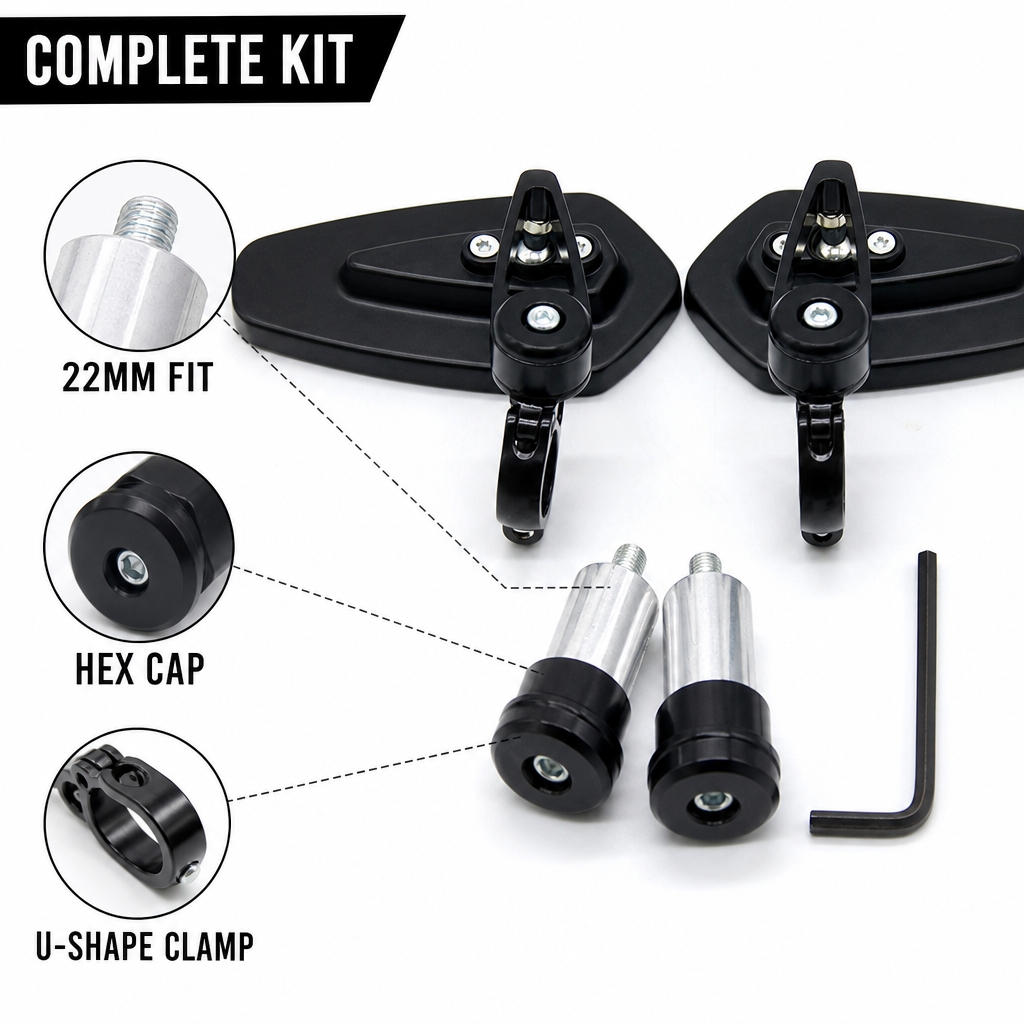 22mm Handlebar Mount CNC Alumi - Mirror Handlebar Convex 评论和价格
