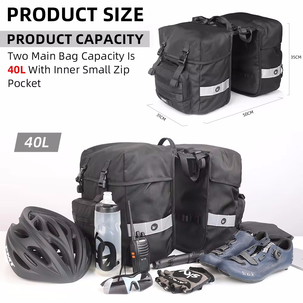 40L Bicycle Pannier Bag 2 in 1 - Panniers Waterproof Rear 评论和价格